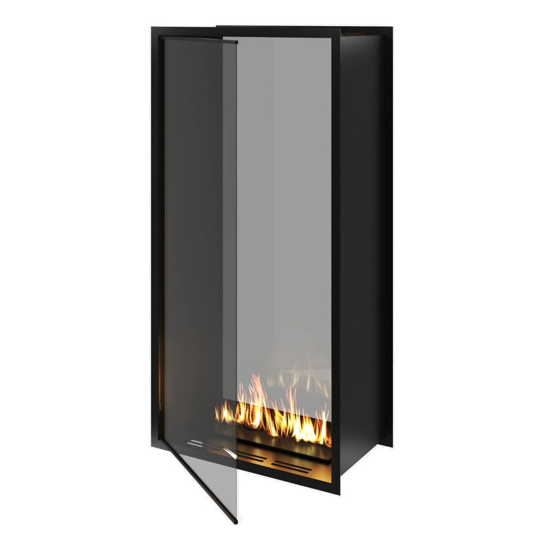 Bioethanol Einbau Kamin Ofen Einbaukamin Zweiseitig und Vertikal für Raumteiler mit Vollverglasung FAME 60x100cm von Wild Flame