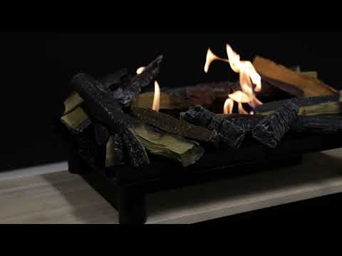 Bioethanol Tischkamin oder Kamineinsatz mit Keramik Holz Video der Flammen